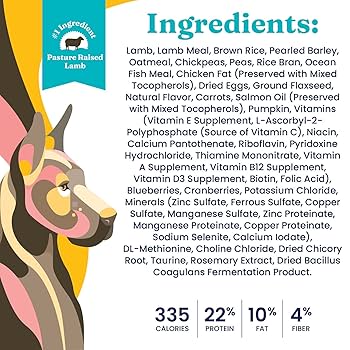 Solid Gold Hund-N-Flocken Holistic Dry Dog Food, Lamb, Brown Rice & Pearled Barley, Adult Dogs, 4 lb