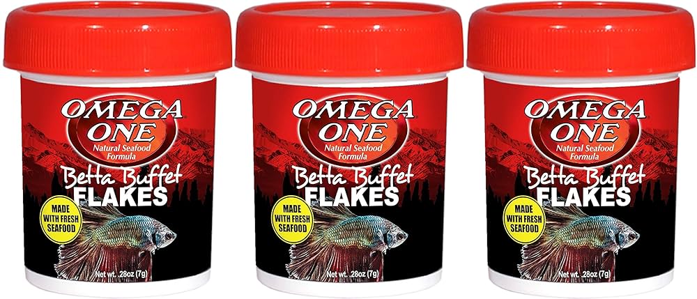 Omega One Betta Buffet Flakes Fish Food, 0.28 oz