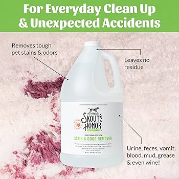 Skout's Honor Pet Stain and Odor Remover - 128 oz / 1 Gallon - Dog & Cat Urine, Sweat, & Odor Eliminator