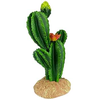 Komodo Cactus with Flower Reptile Terrarium Ornament - 9 Inch