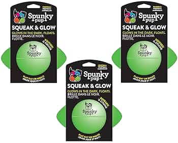 Spunky Pup Squeak & Glow Football Dog Toy - Glow in the Dark, Squeaky Football for Dogs