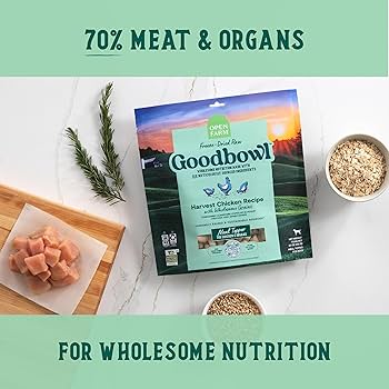 Open Farm Goodbowl Freeze Dried Raw Dog Food Topper, Harvest Chicken & Grains Recipe, 8oz Bag