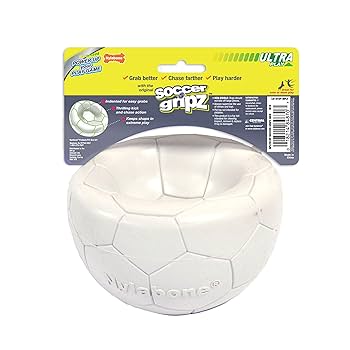 Nylabone Power Play Gripz Dog Soccer Ball Toy - Medium Breed, Easy Pickup Design, Durable Fetch Toy