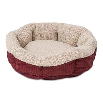 Aspen Pet Self Warming Round Bed, 19.5 inch, Barn Red/Cream - Cat/Dog Bed