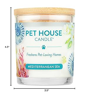 One Fur All Pet House Candle - Mediterranean Sea Scented Soy Candle - 9 oz Pet Odor Eliminator