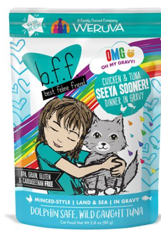 Weruva BFF OMG! See Ya Sooner! Chicken & Tuna Cat Food Pouches in Gravy, 2.8 oz Single Pouch