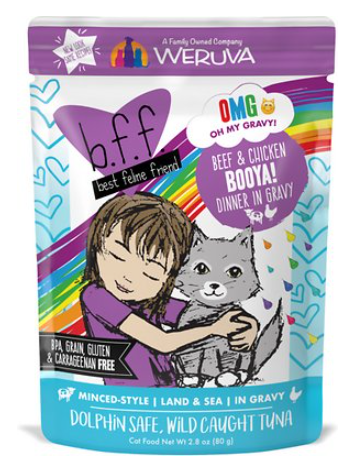 Weruva BFF OMG! Booya Beef & Chicken in Gravy Wet Cat Food, 2.8 oz Pouch
