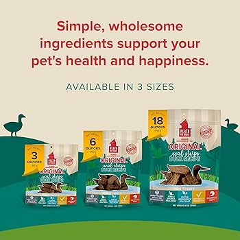 PLATO Original Real Strips Duck Dog Treats, 3 oz, Natural