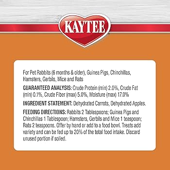 Kaytee Natural Snack Carrot & Apple Blend - Small Animal Treats - 2.5 oz