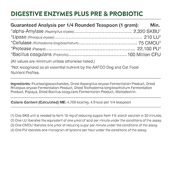 NaturVet Digestive Enzymes + Pre & Probiotics Powder for Dogs & Cats - 1 lb