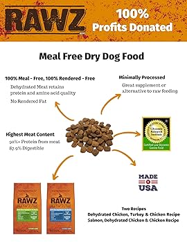 RAWZ Meal Free Dehydrated Chicken, Turkey & Chicken Liver Dry Dog Food - 3.5lb