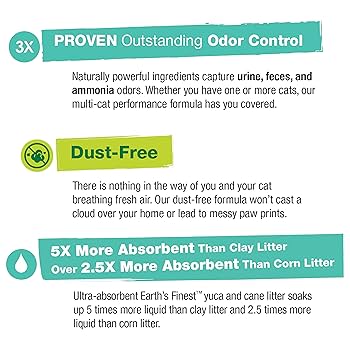 Earth's Finest Four Paws Cat Litter, Premium Clumping, Lightweight, Absorbent Formula, 7.2 Lbs