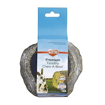Kaytee Premium Timothy Chew-A-Bowl Small Animal Treat - Edible Hay Bowl for Rabbits, Guinea Pigs, and Chinchillas, 8 oz