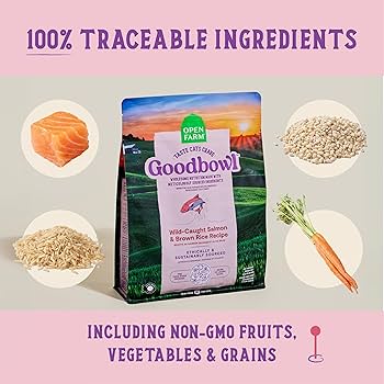 Open Farm Goodbowl Wild-Caught Salmon & Brown Rice Recipe Dry Cat Food, 7lb Bag