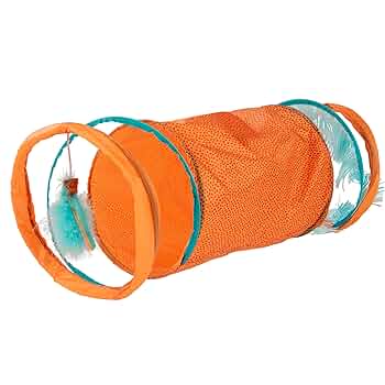 Instincts by SmartyKat Teaser Tunnel - Activity Cat Toy with Fringe & Feather Teaser