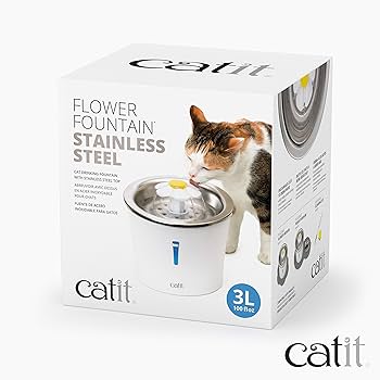 Catit Flower Fountain Stainless Steel Top - 3L Cat Drinking Water Fountain