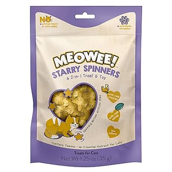 MEOWEE! Starry Spinners Cat Treats - 2-in-1 Treat & Toy, Chicken & Catnip Flavor, 1.25 oz Bag