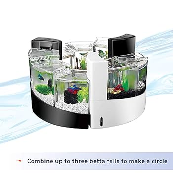 Aqueon Betta Falls 3-Section Aquarium Kit - Black - QuietFlow Filtration - Betta Fish Tank
