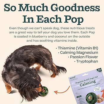 WOOF Pupsicle Refill Pops for Calming - XL - Peanut Butter & Beef Flavor - Dog Treats - 5 Count