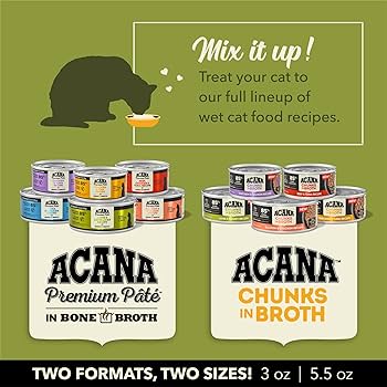 ACANA Premium Pate Wet Cat Food, Salmon & Chicken in Bone Broth, 5.5 oz Can