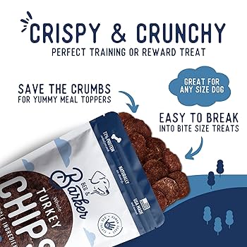 Beg & Barker Whole Turkey Gizzard Chips Dog Treats 8oz, Single Ingredient, USA Made