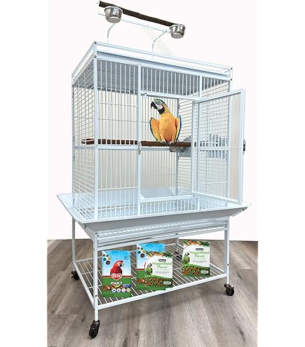 A&E Cage Company 36" x 28" Play Top Bird Cage - Platinum, 1" Bar Spacing