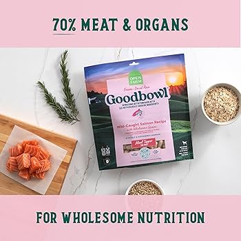 Open Farm Goodbowl Freeze-Dried Raw Dog Food Topper, Wild-Caught Salmon with Wholesome Grains, 8 oz