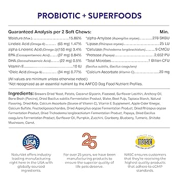 NaturVet Evolutions Probiotic & Superfoods Soft Chews for Dogs, 90 Count, Digestive Support