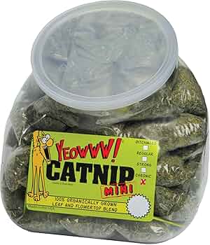 Yeowww! Jug with 50 Mini Catnip Toys - Ducky World Organically Grown Catnip