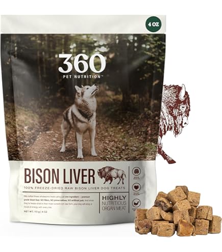 BarkNBig USA Dehydrated Bison Lung Puffs Dog Treats, 5oz bag