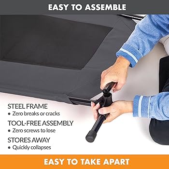 K&H Pet Products Original Pet Cot - Elevated Dog Bed, Medium, 25" x 32", Charcoal/Black Mesh