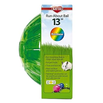 Kaytee Mega Run-About Ball - 13" Rainbow Small Animal Exercise Ball for Rats, Chinchillas, and Ferrets