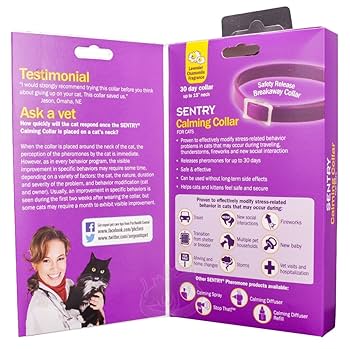 Sentry Calming Collar for Cats Lavender Chamomile Pheromone Fragrance