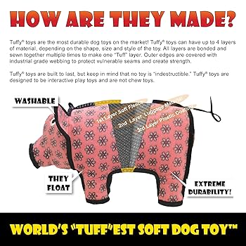 Tuffy Jr. 3-Way Tug Dog Toy - Pink Leopard - Durable, Squeaky, Interactive Tug Toy