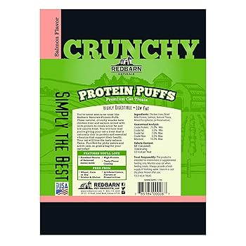 Redbarn Protein Puffs Salmon Cat Treats, 1oz (28g) - High Protein, Grain-Free Feline Snack