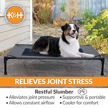 K&H Pet Products Original Pet Cot - Large 30" x 42" - Elevated Dog Bed - Charcoal/Black Mesh