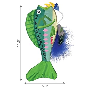 Kong Wrangler Angler Fish Cat Toy - Feathery Lure, Catnip, Crinkle (Assorted Colors)