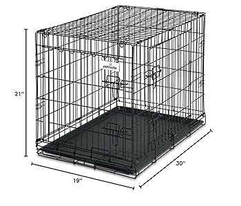 Petmate 2-Door Training Retreat Wire Dog Kennel, 30 inch, Black, 30-50 lbs