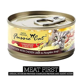 Fussie Cat Super Premium Chicken & Liver in Pumpkin Soup Grain-Free Wet Cat Food, 2.82 oz Can