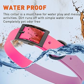 Dogline Biothane Waterproof Dog Collar, Strong Coated Nylon, Passionfruit Pink