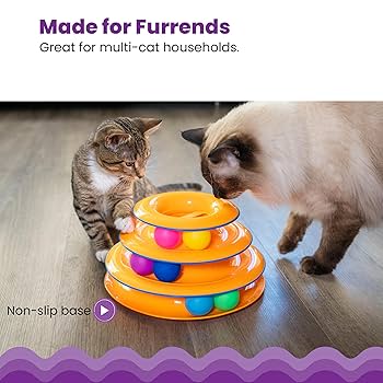Petstages Tower of Tracks Cat Toy - Interactive 3-Level Track with Balls