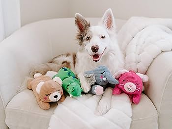 ZippyPaws Snooziez Bunny with Shhhqueaker - Silent Squeaker Plush Dog Toy - Pink, 10 inch