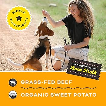 Primal Beef Jerky Dog Treats - Give Pieces a Chance - Training, Chewy, with Bone Broth - 4 oz