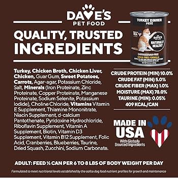 Dave's Naturally Healthy Grain-Free Turkey Wet Canned Cat Food, 12.5 oz Can