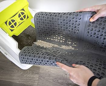 Petlinks Purr-fect Paws Cat Litter Mat - Gray, Large, Multipurpose Rubber, Easy Clean