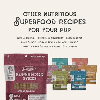 Dog Treat Naturals Duck & Apple Superfood Sticks - 10 oz - All Natural Dog Treats with Turmeric
