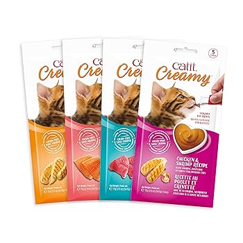 Catit Creamy Cat Treat - Chicken & Shrimp Flavor, 5-Pack Lickable Treat Tubes