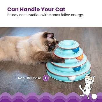 Petstages Chase Meowtain Cat Track Toy - 4-Tier Interactive Roller Toy for Cats - Blue
