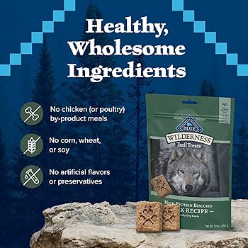 Blue Buffalo Wilderness Trail Treats Duck Biscuits - Grain Free, High Protein, 10 oz Dog Treats
