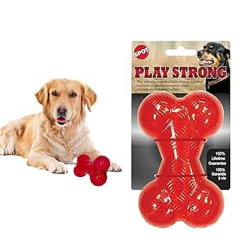 Ethical Pet SPOT Play Strong Rubber Bone Dog Toy - Durable Chew Toy for Aggressive Chewers - 6.5 Inch